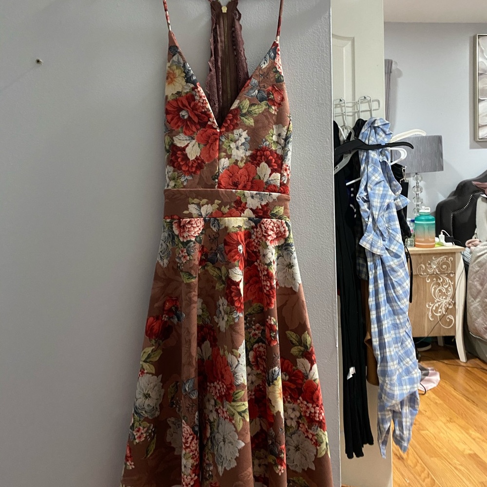 Pink Floral High Low Dress